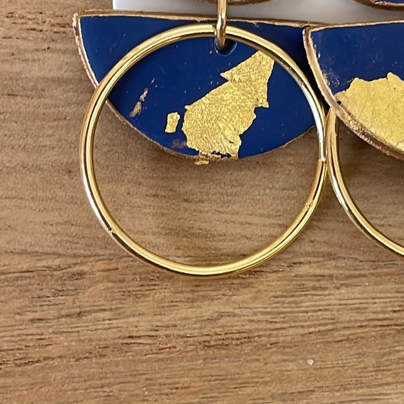 ๐๐ NEW Elise Blue Gold Dangle Earrings Game Day Gifts - Picture 2 of 5